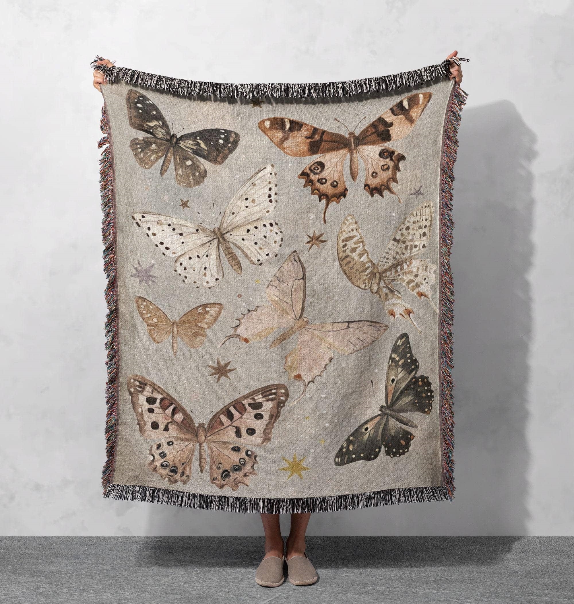 butterfly garden woven blanket elegant and nature inspired throw for boho decor or unique gift cottagecore tapestry