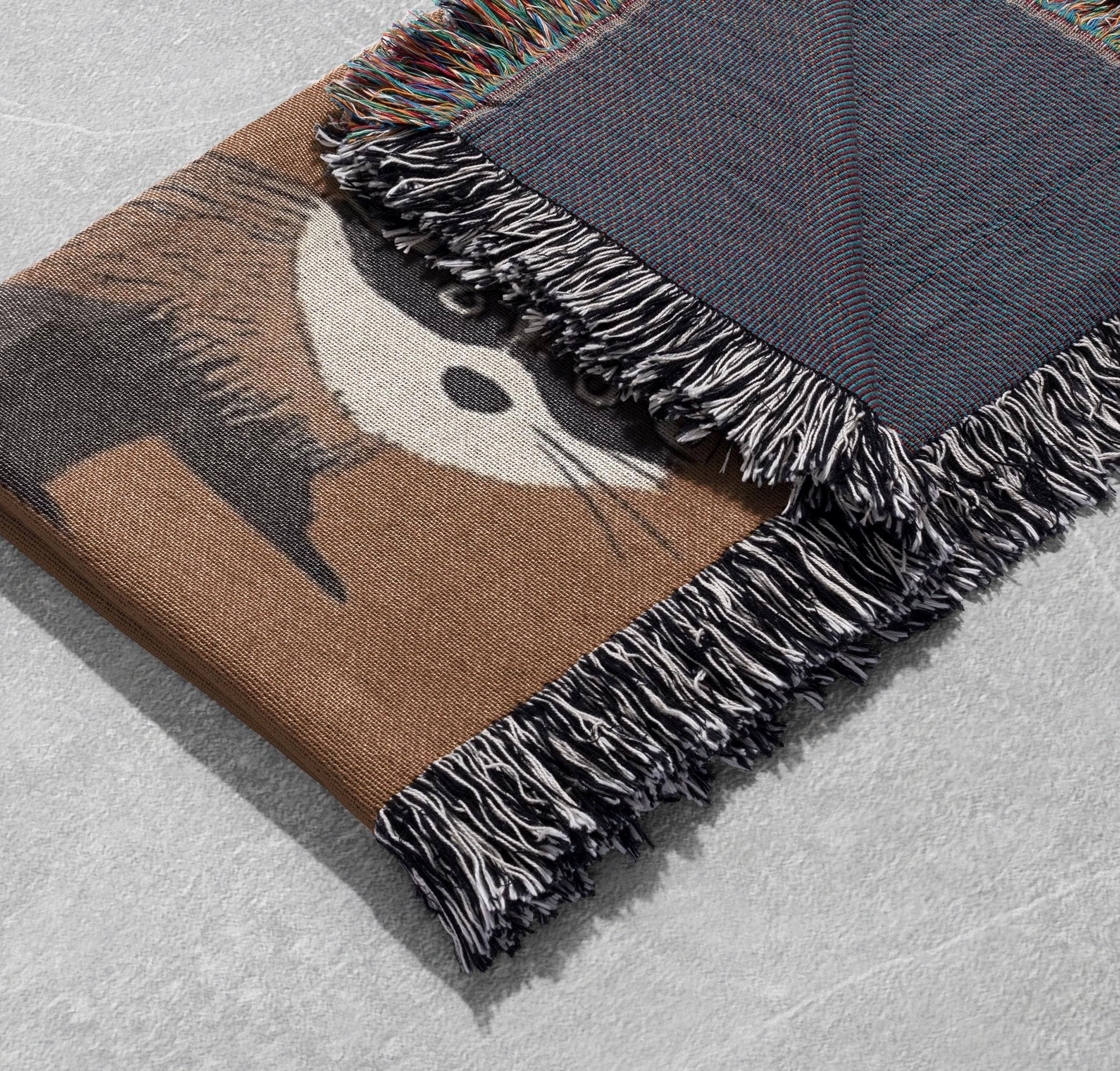 adorable raccoon pattern woven blanket with fringe cozy and whimsical animal throw cottagecore tapestry