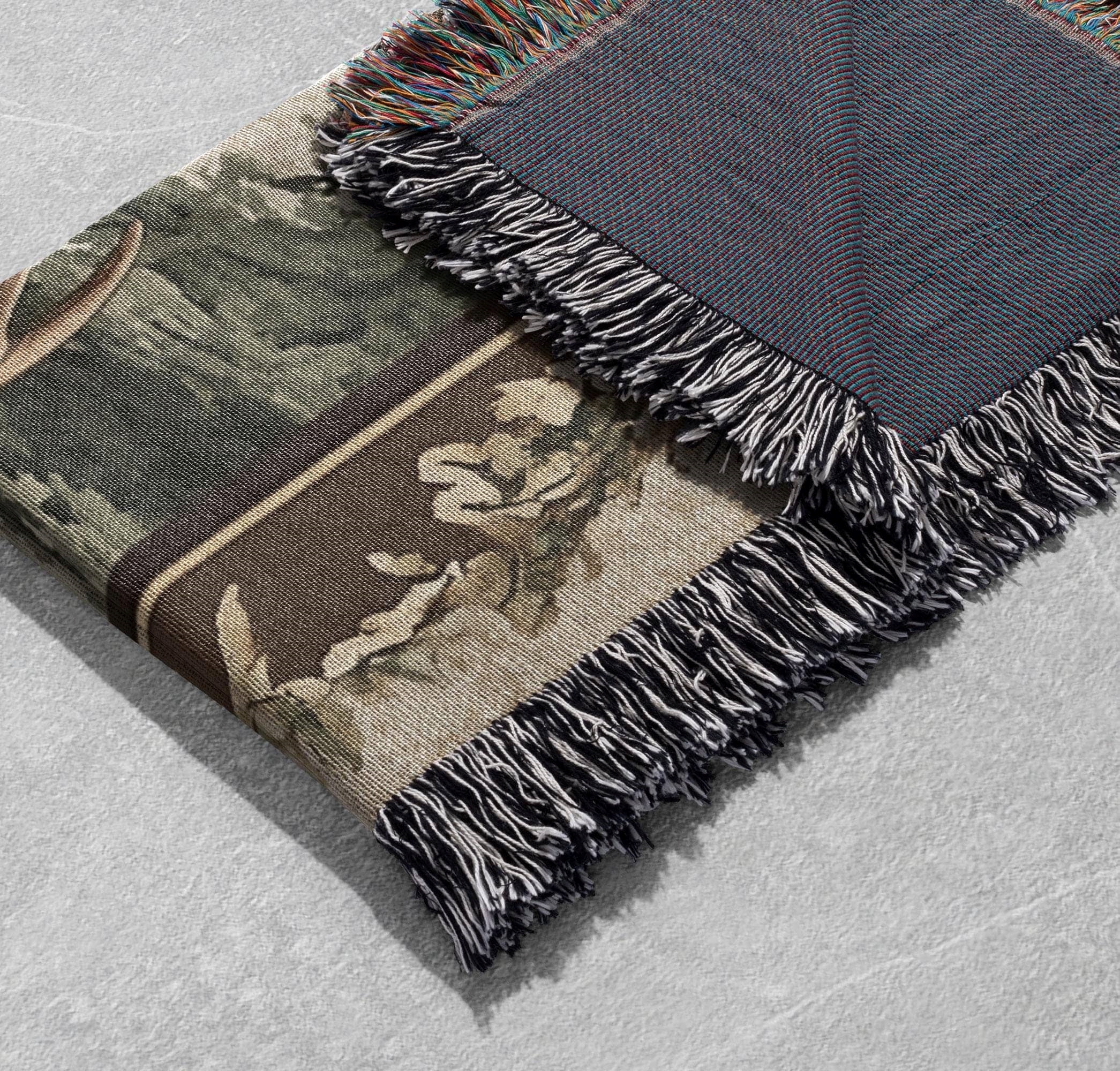 rustic deer couple woven blanket for nature themed home decor and cozy gifts cottagecore tapestry