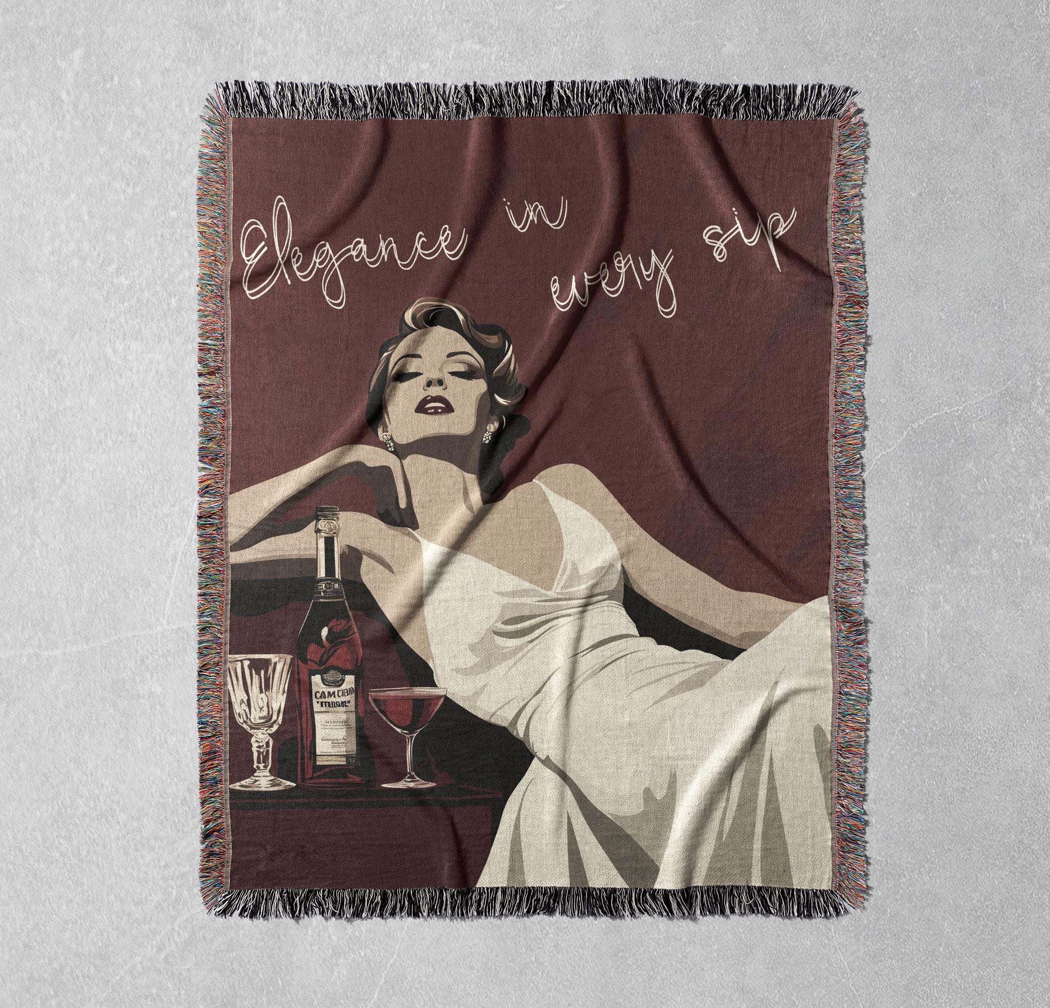 vintage glamour woven blanket retro elegance throw cottagecore tapestry