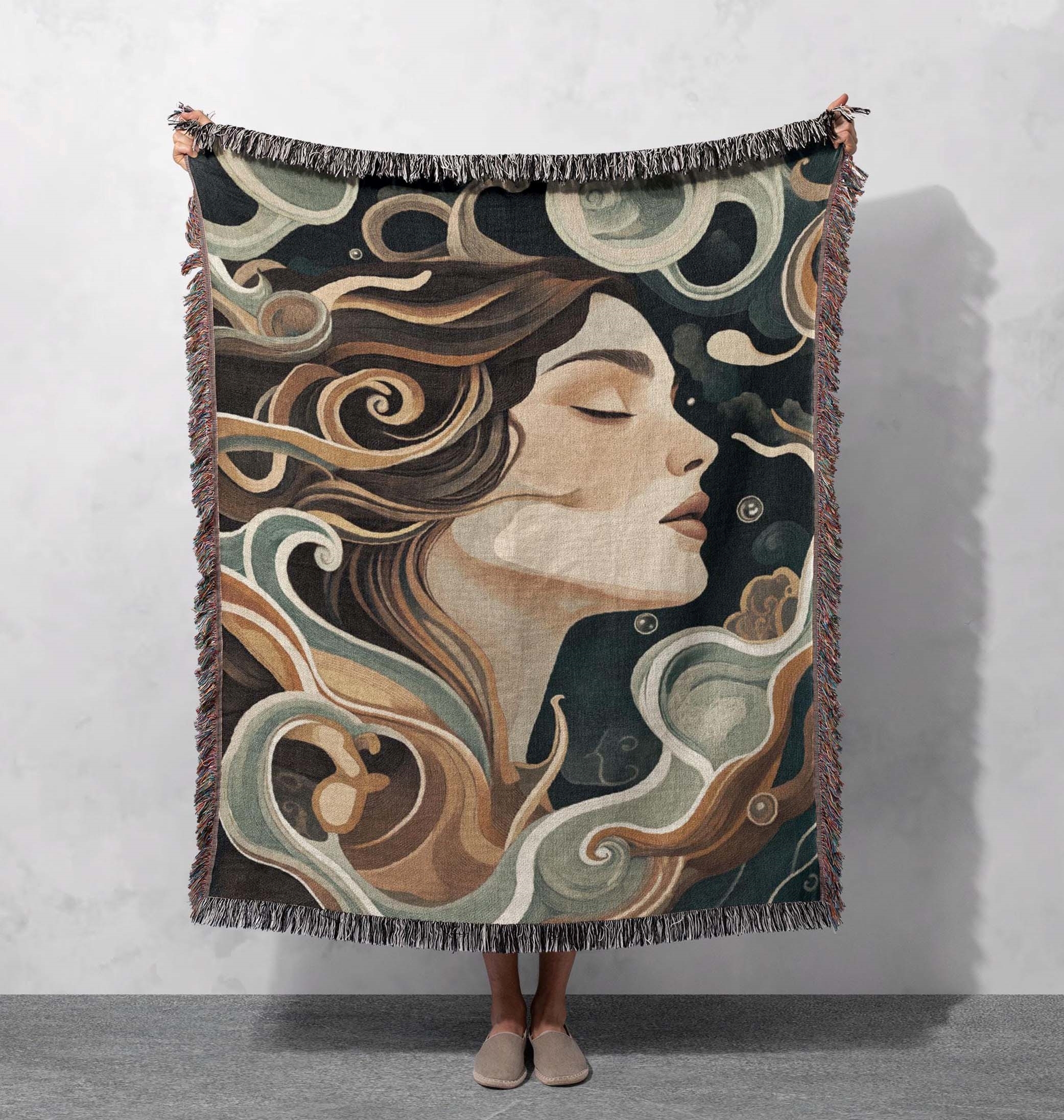 abstract goddess woven blanket elegant artistic home decor throw blanket cottagecore tapestry