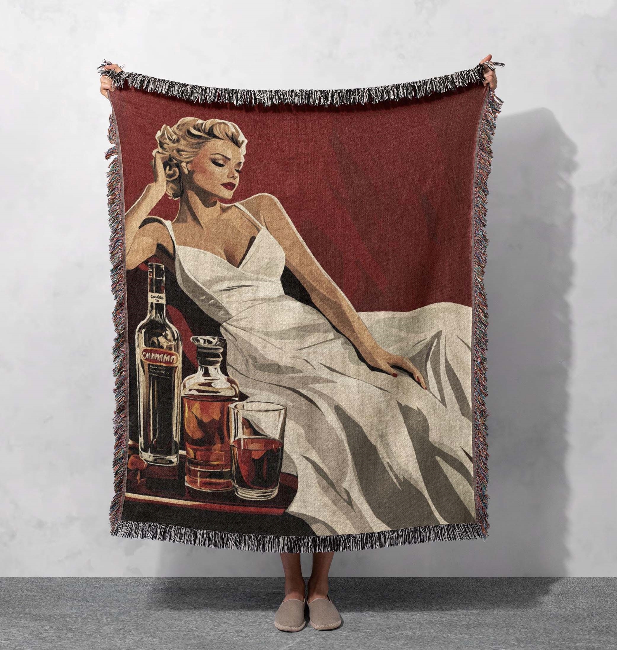 vintage glam woven blanket retro elegance throw cottagecore tapestry