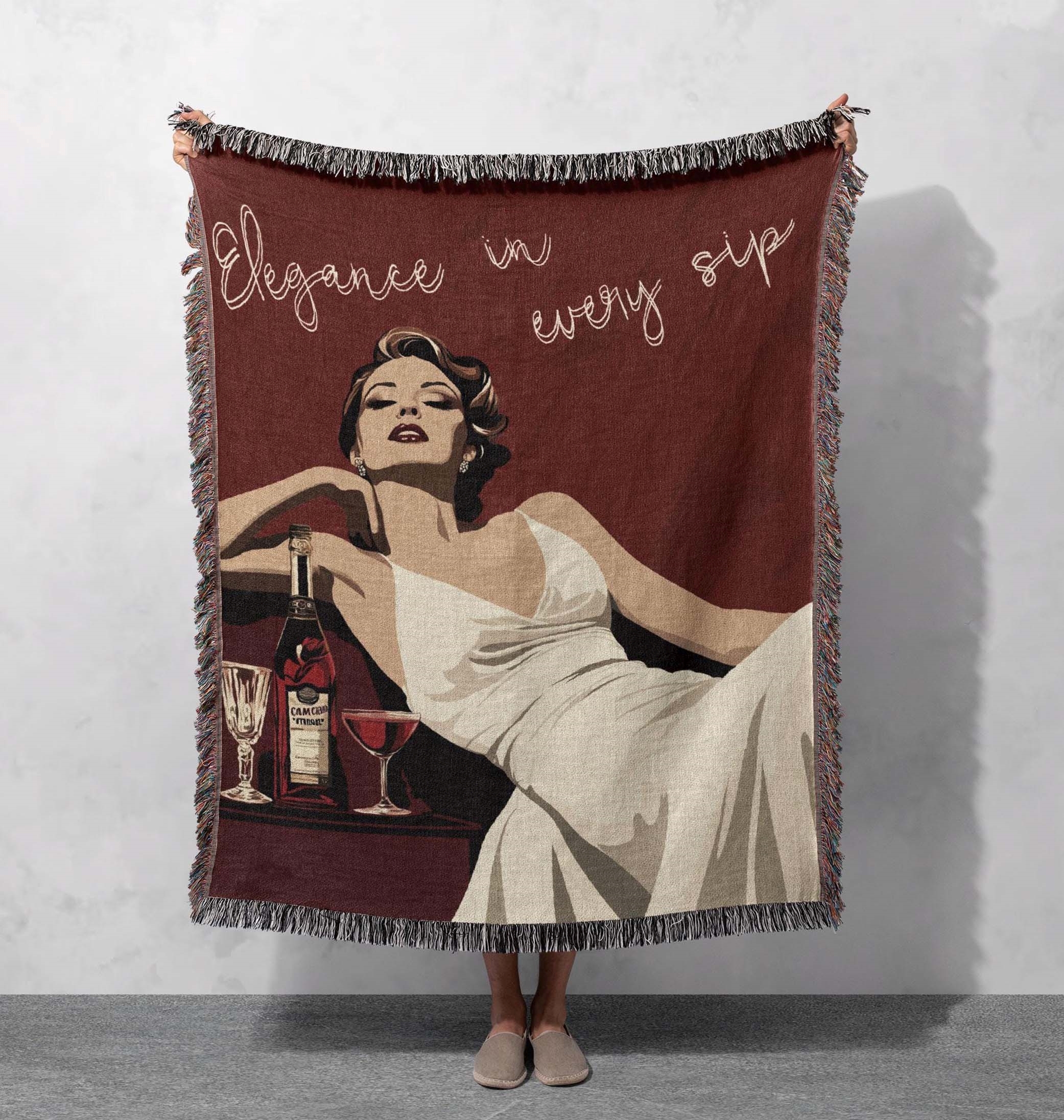 vintage glamour woven blanket retro elegance throw cottagecore tapestry