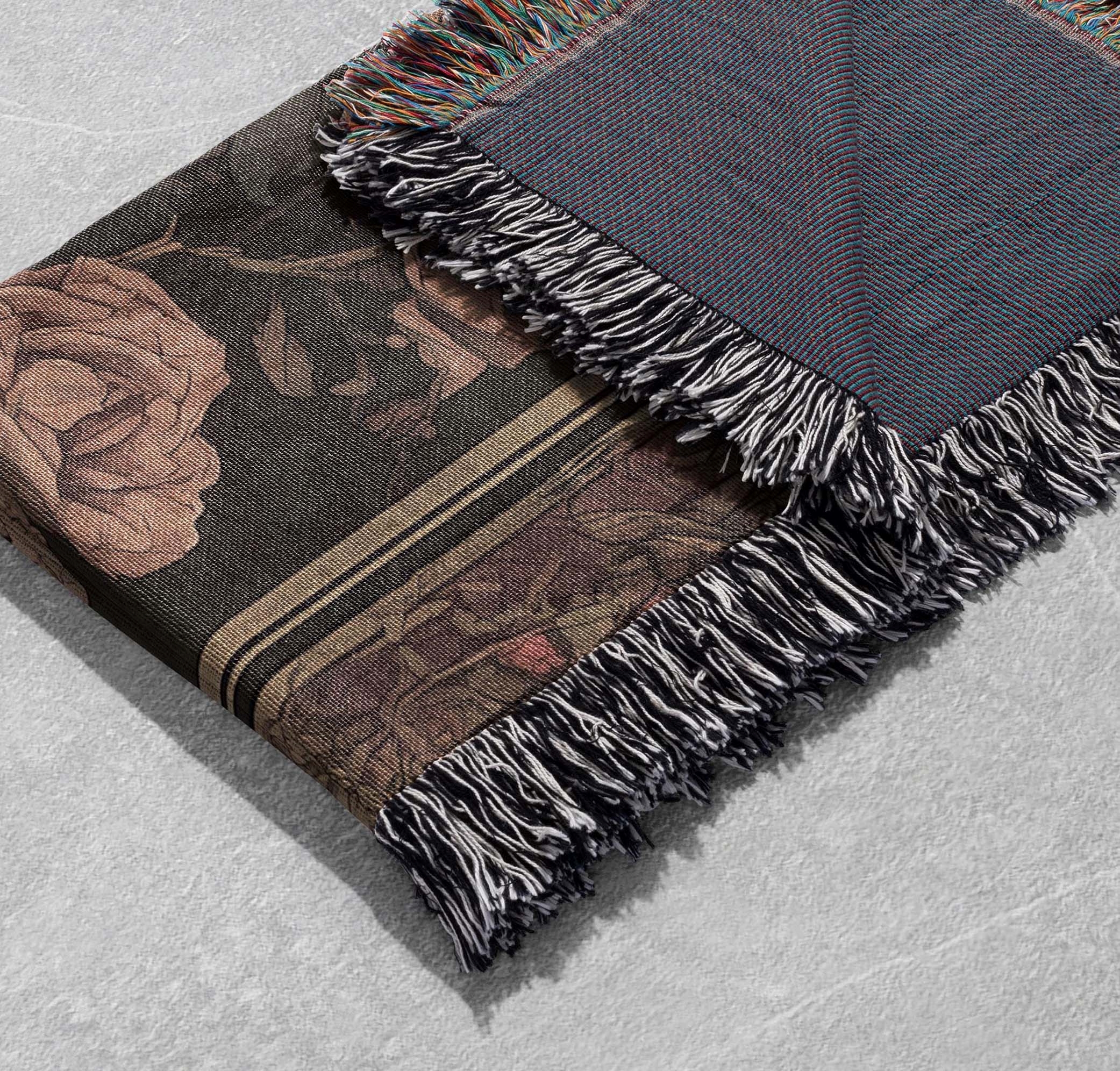 art nouveau goddess woven blanket vintage floral tapestry throw elegant boho decor