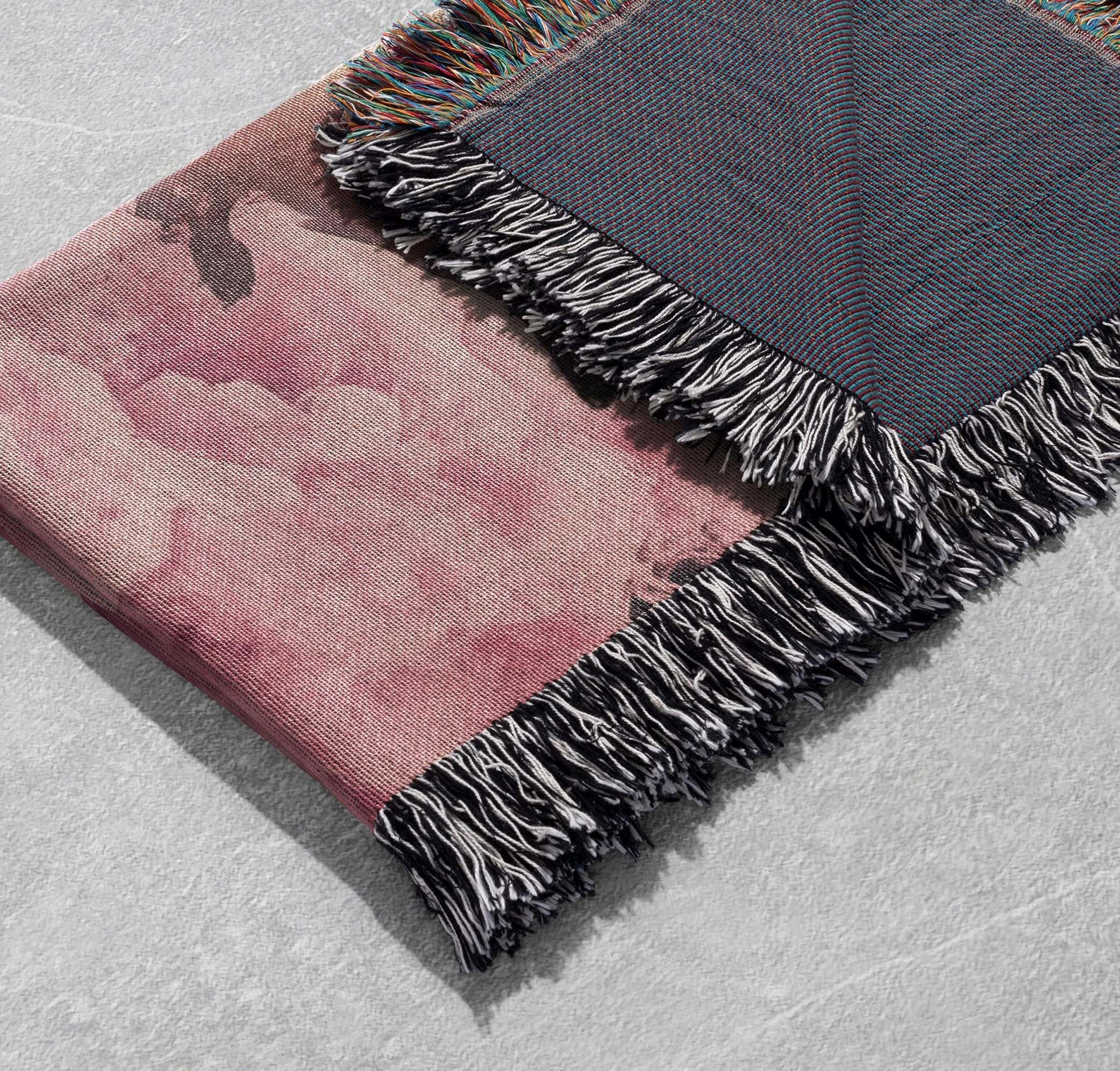 dreamscape pink clouds woven blanket surreal art throw cottagecore tapestry