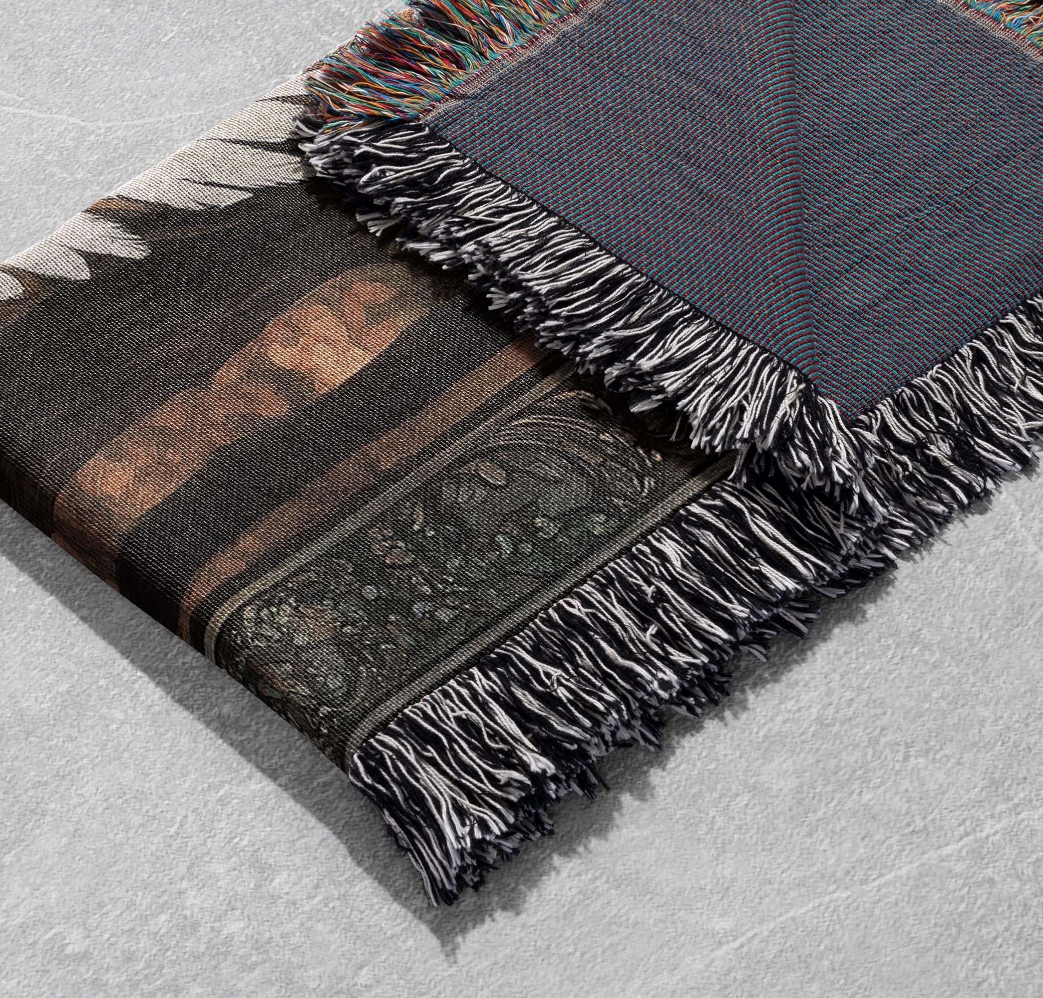 guardian angel woven blanket wolves and angelic art throw cottagecore tapestry