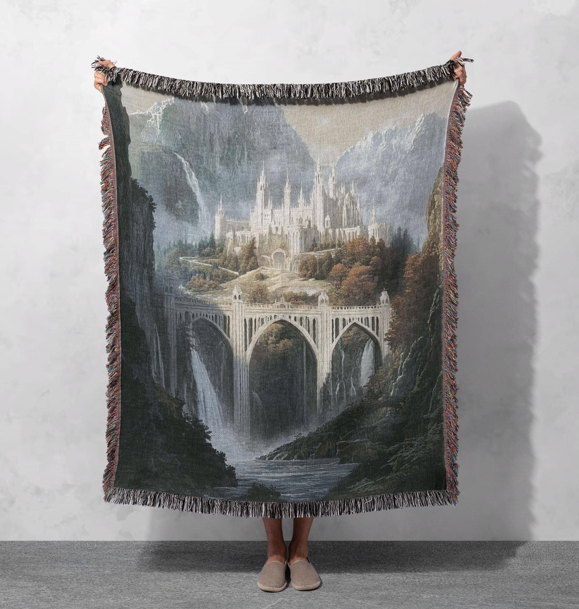 fantasy castle woven blanket majestic mountain tapestry cozy royal throw home decorcottagecore tapestry cozy blanket