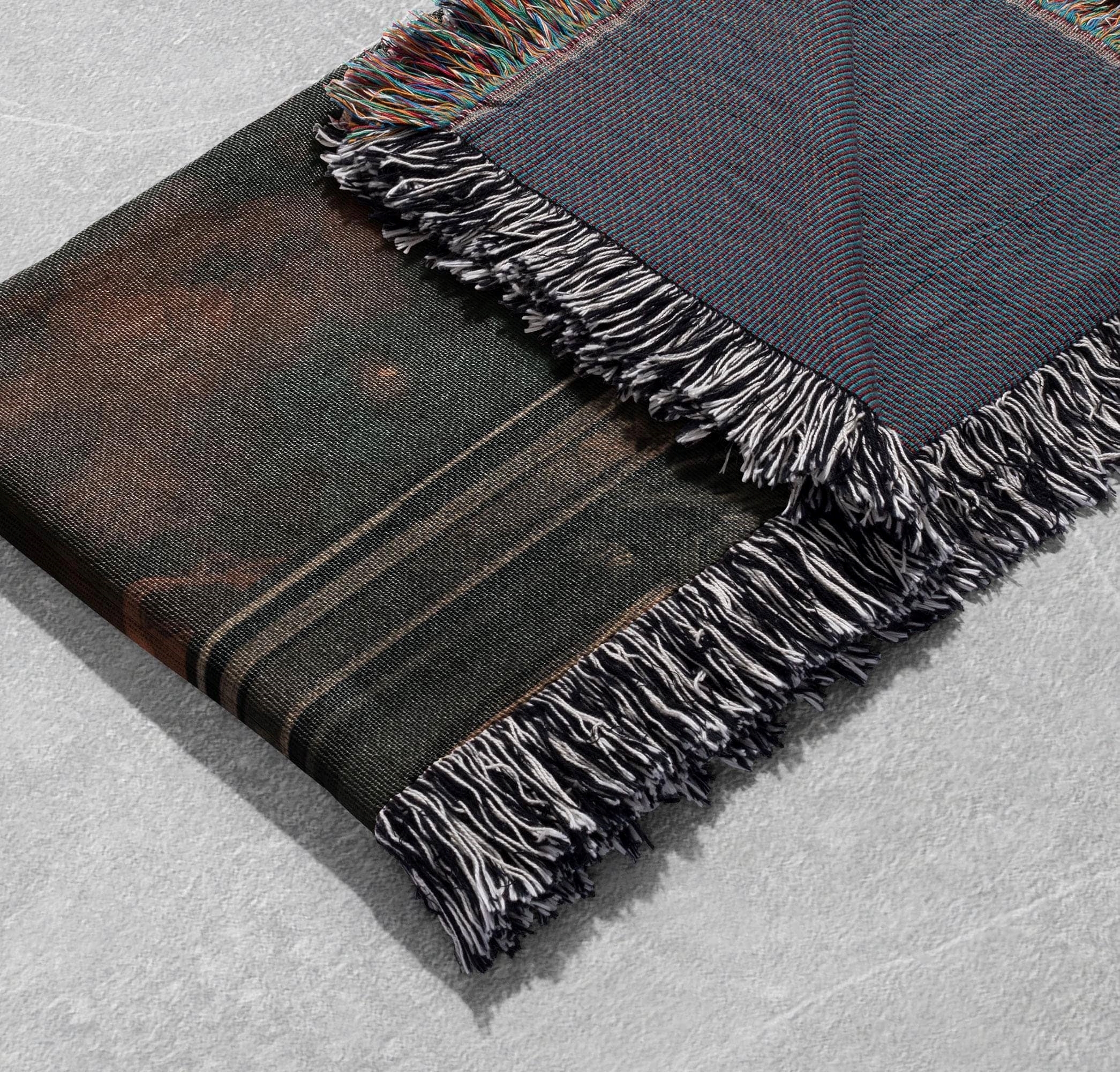 dark fantasy warrior woven blanket epic fire beast art throw cottagecore tapestry