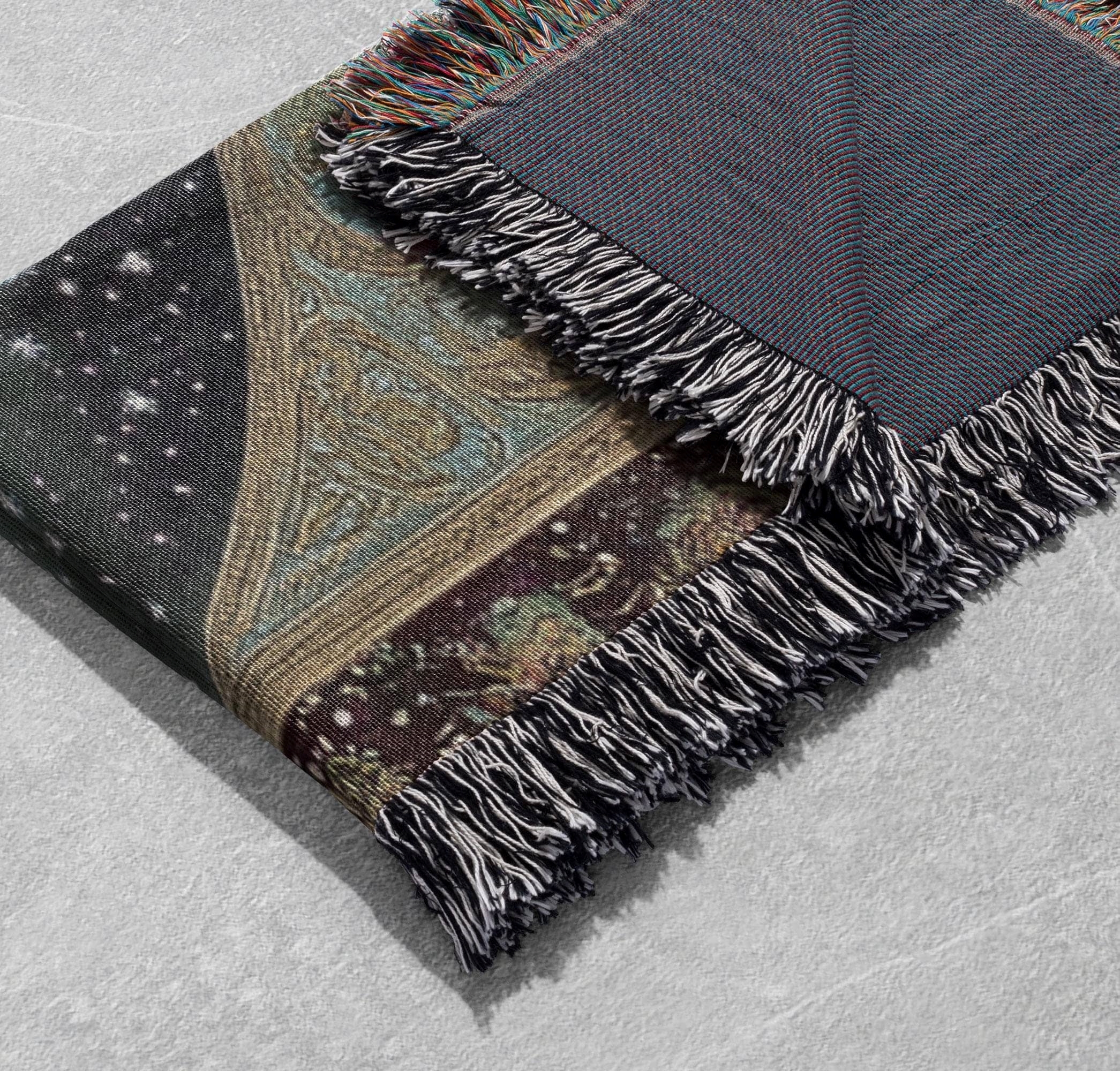enchanted apple tree woven blanket with moon butterflies and flowers cottagecore tapestry