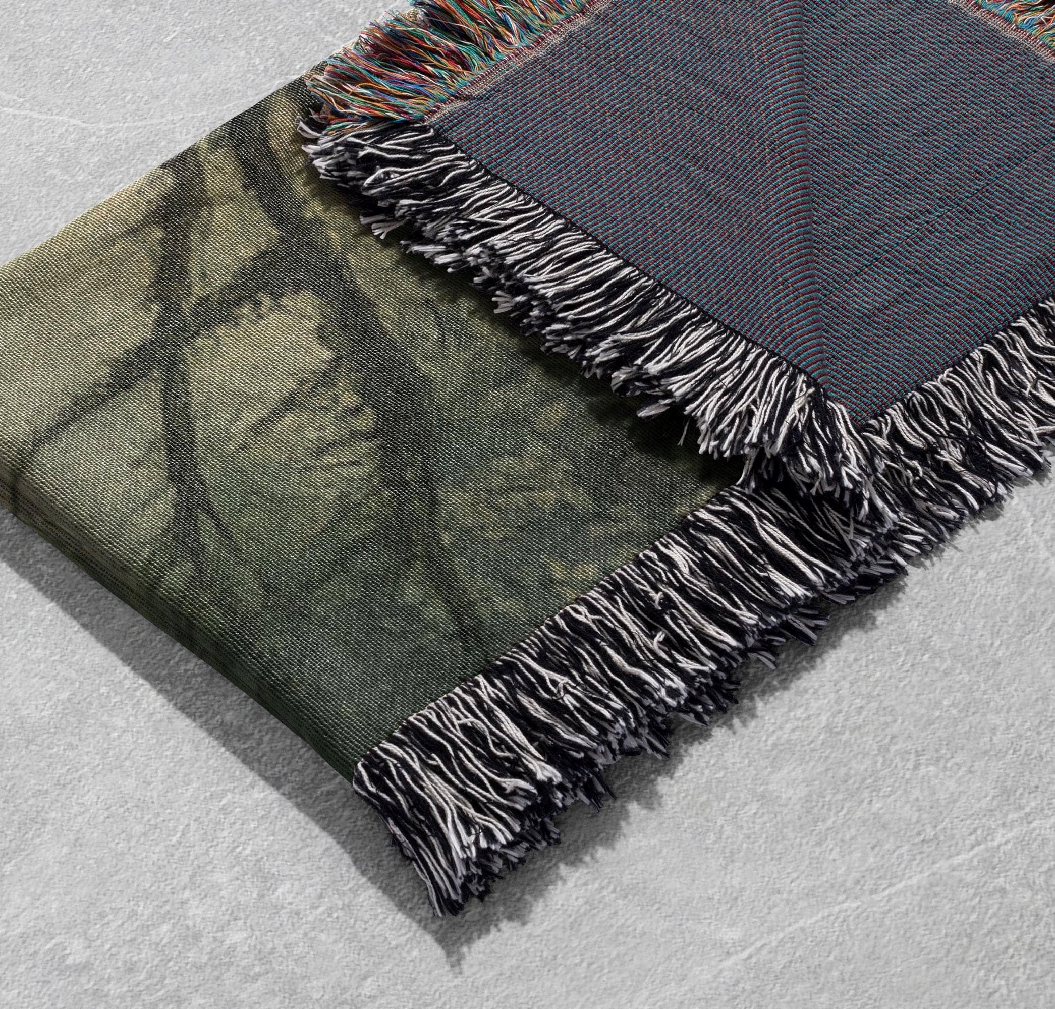 fairy fishing scene woven blanket whimsical nature inspired home decor throw blanket cottagecore tapestry