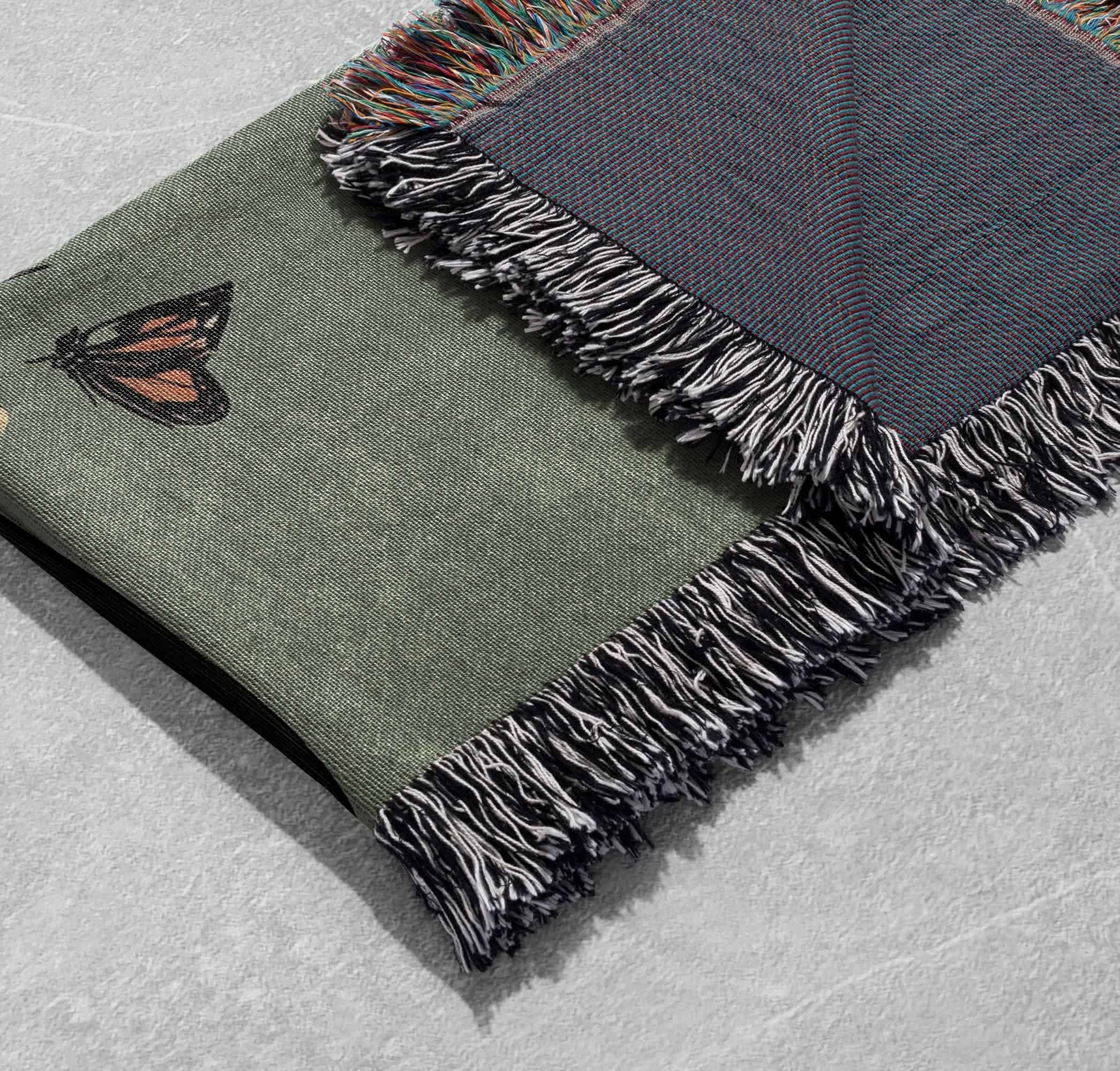 gothic moth woven blanket dark forest tapestry witchy cottagecore decor gift for lover home decor