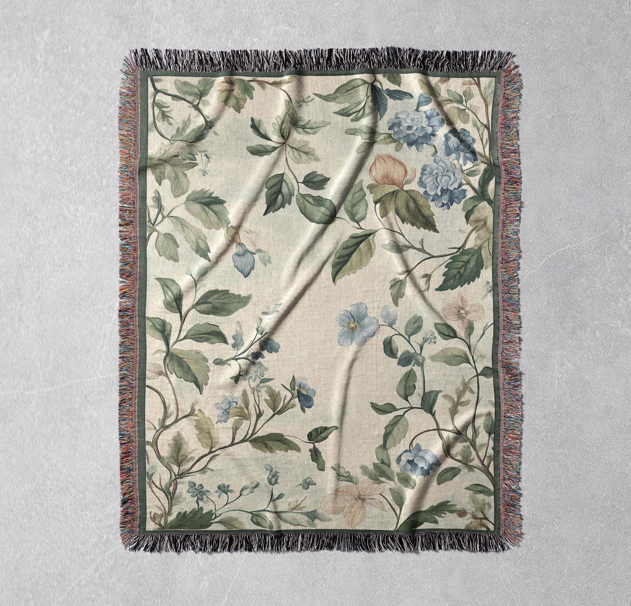 vintage floral woven blanket elegant botanical tapestry throw cottagecore tapestry home decor