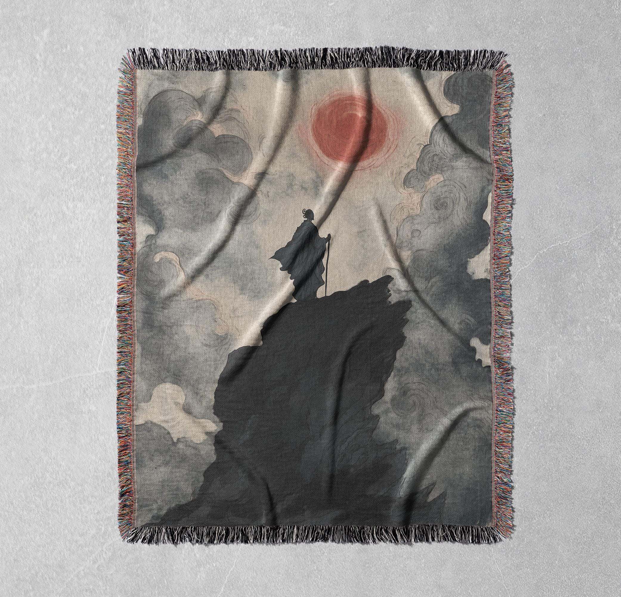 wanderers journey woven blanket mystical landscape throw cottagecore tapestry