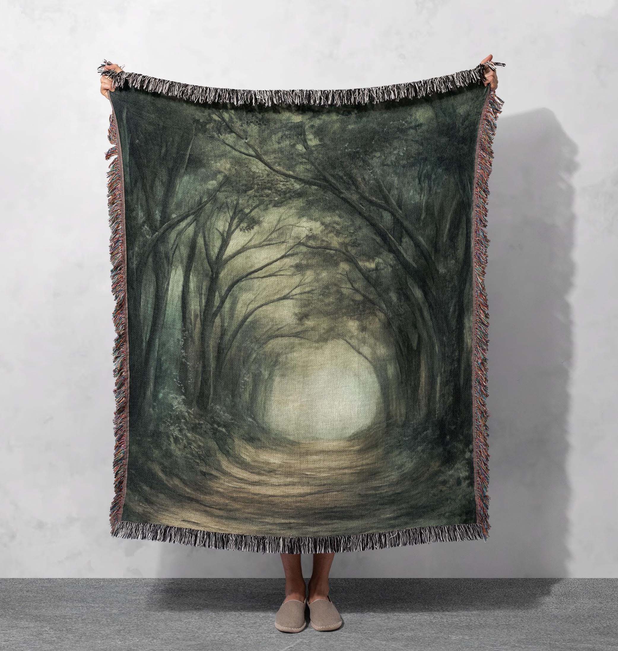 enchanted forest woven blanket mystical nature throw cottagecore tapestry