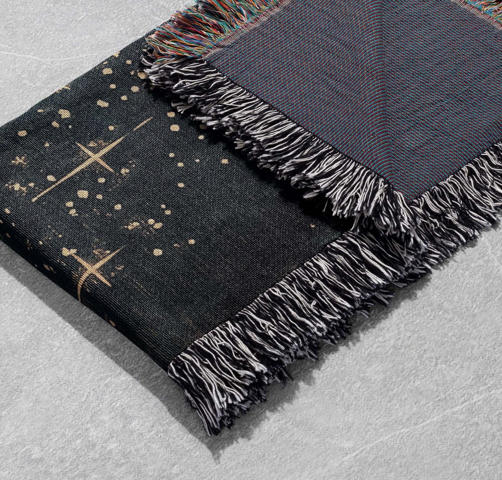 celestial moon and mountain woven blanket cosmic home decor throw cottagecore tapestry