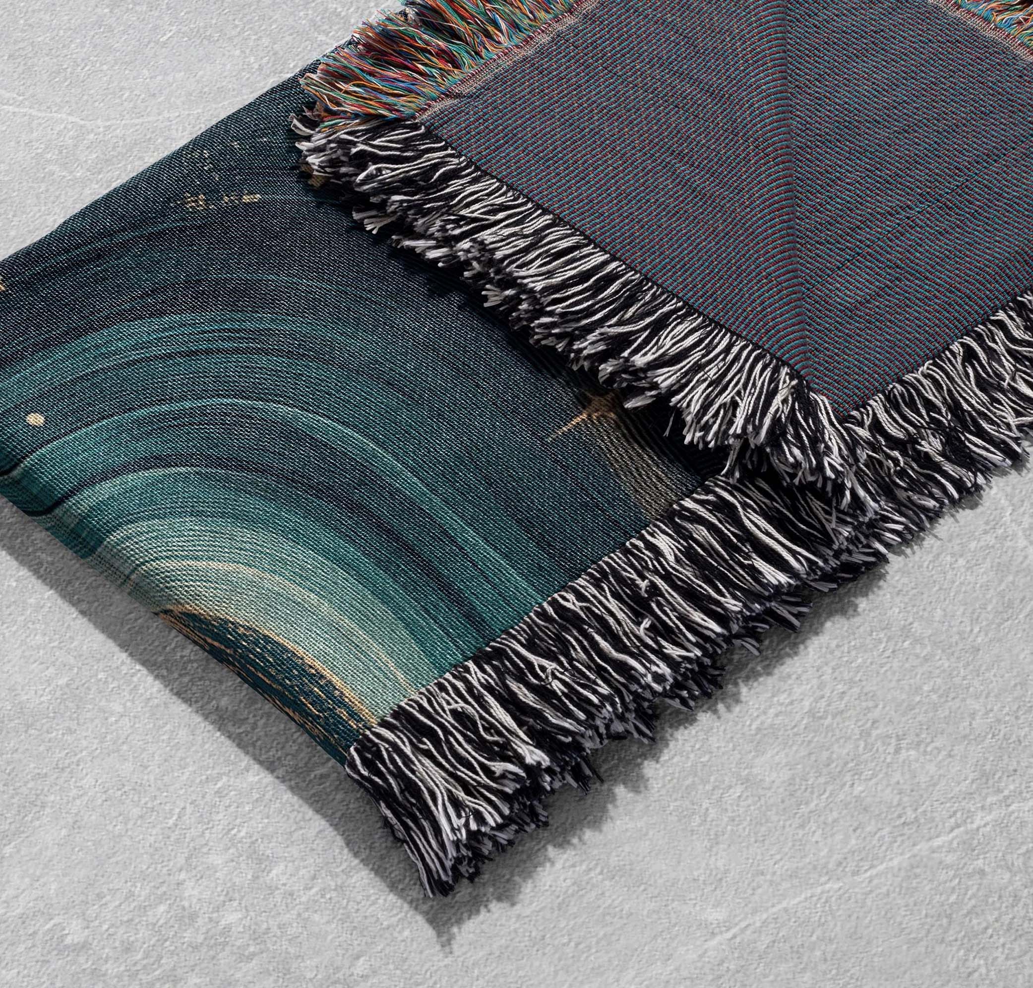 celestial waves woven blanket starry night ocean throw cottagecore tapestry
