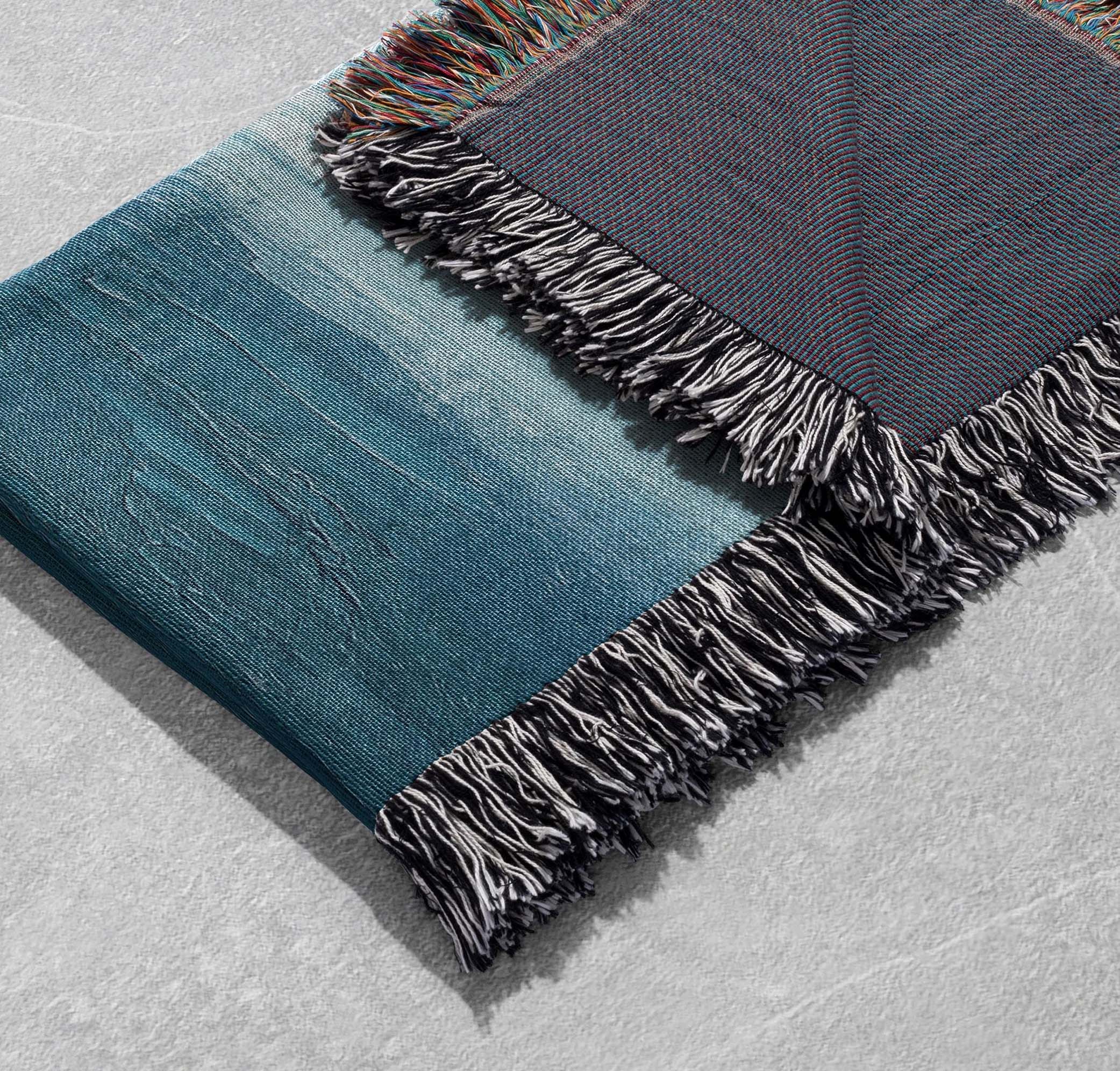 coastal bloom woven blanket ocean wildflower scenic throw cottagecore tapestry