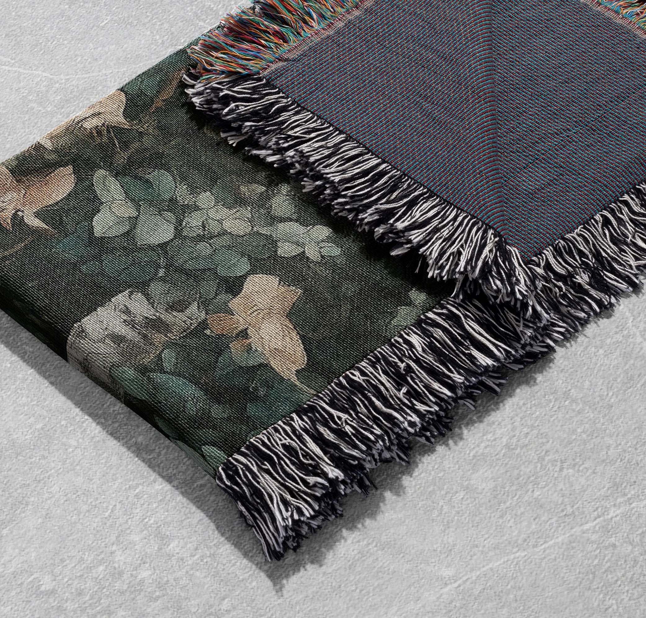enchanted forest woven blanket mystical wildlife nature art cottagecore tapestry