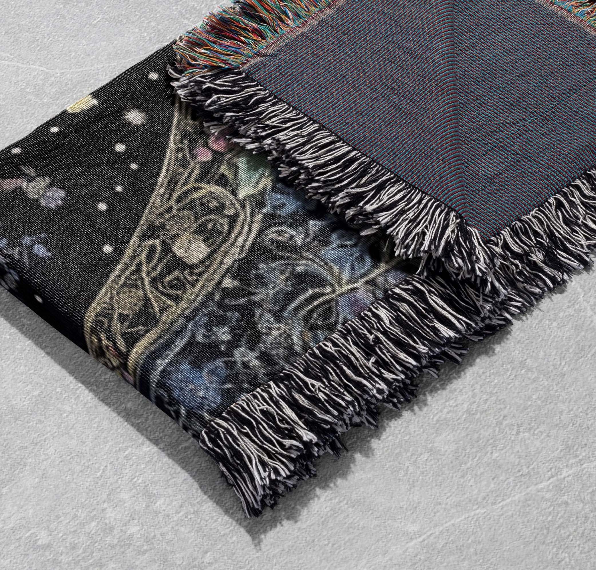 magical tree woven blanket with keys fruit and butterflies cottagecore tapestry