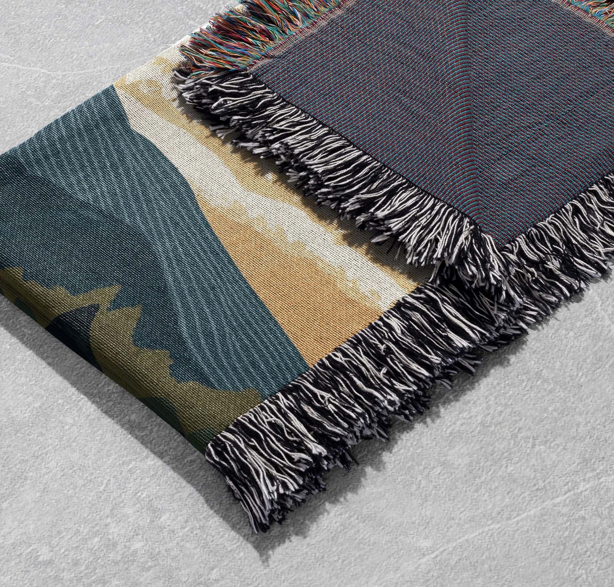 mountain landscape woven blanket nature art throw cottagecore tapestry