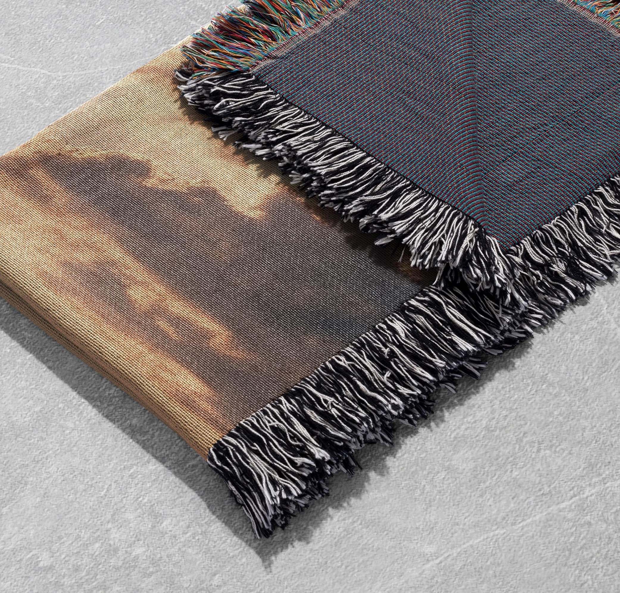 ocean waves sunset woven blanket coastal art throw for beach lovers cottagecore tapestry