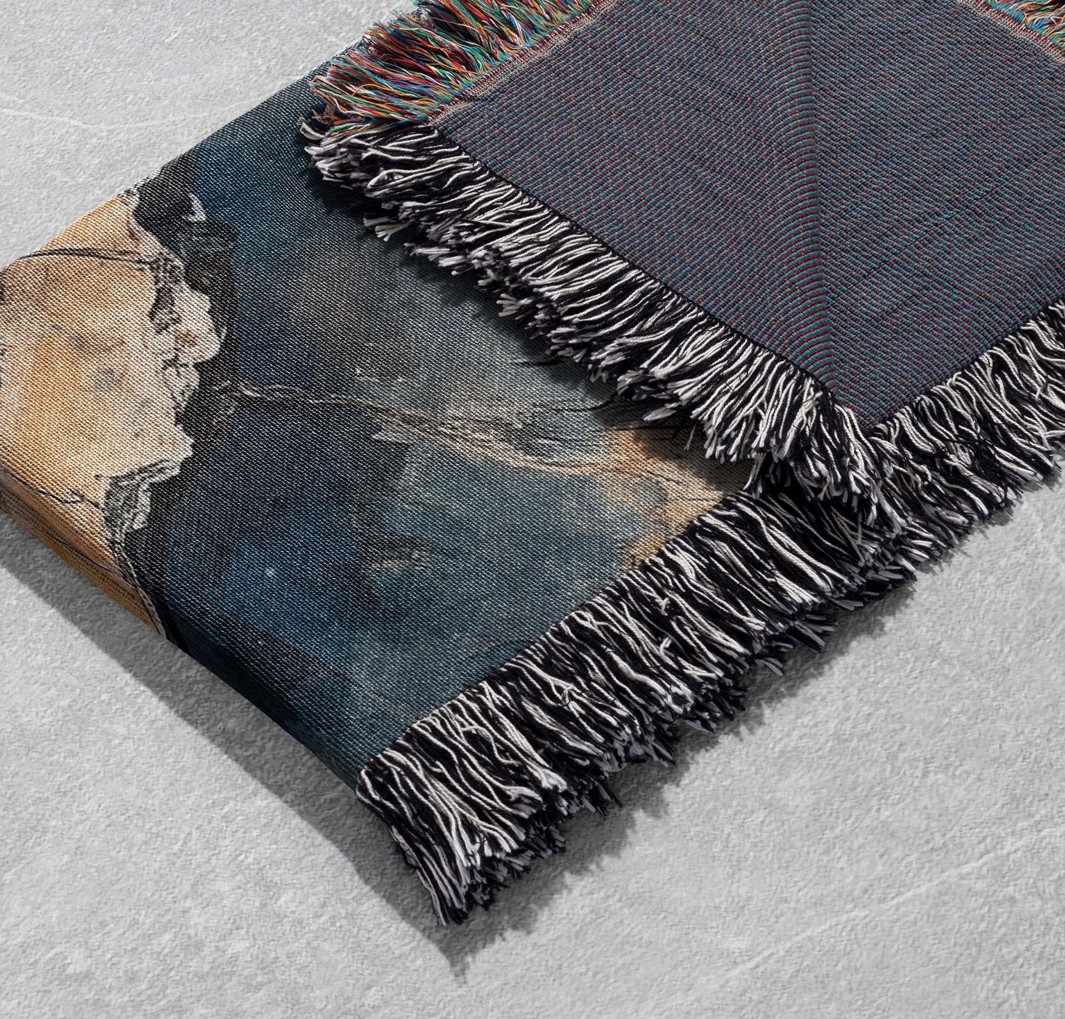 petrified wood woven blanket nature inspired tree ring art cottagecore tapestry
