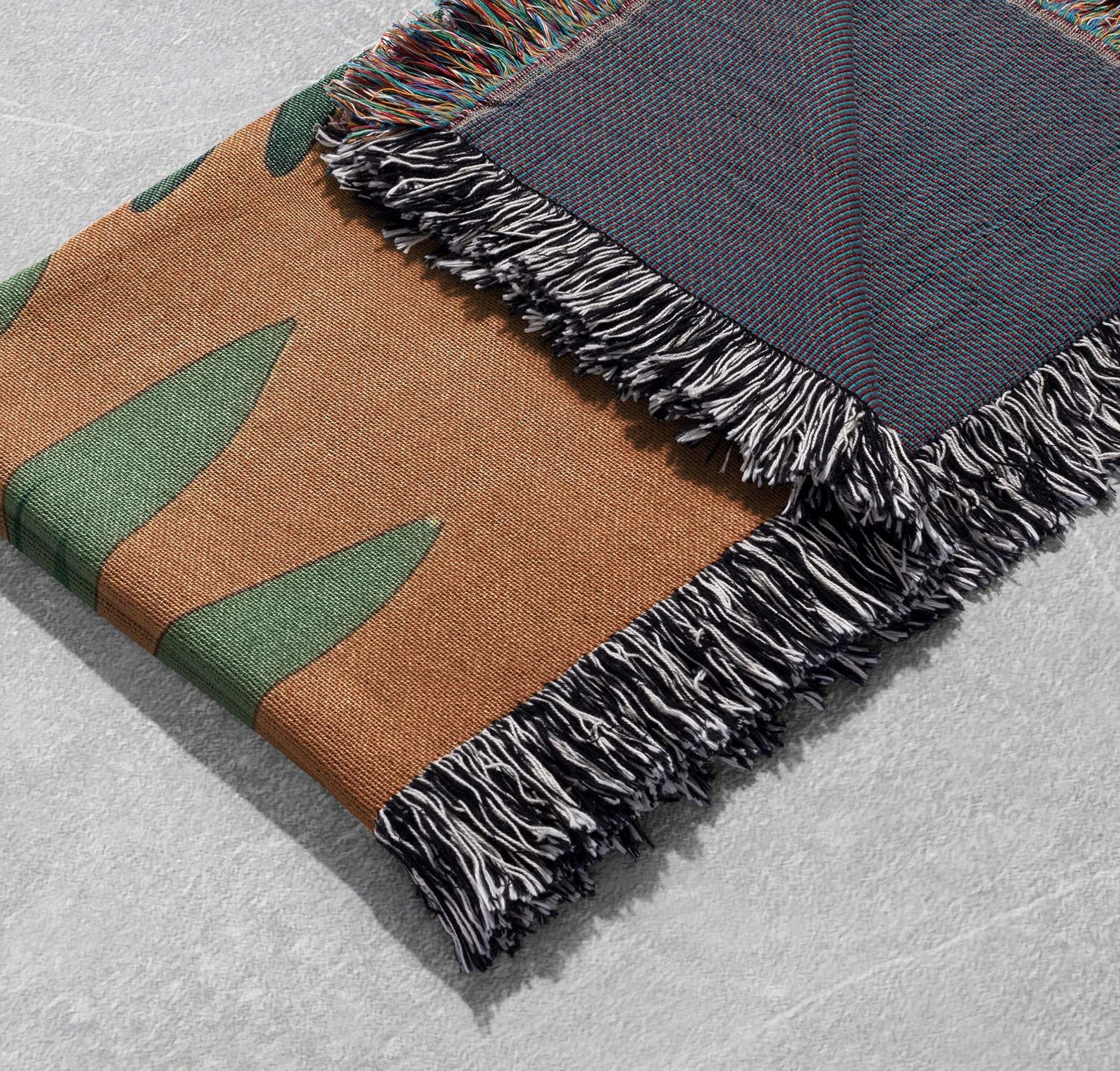 tropical palm leaf woven blanket bohemian nature inspired home decor cottagecore tapestry