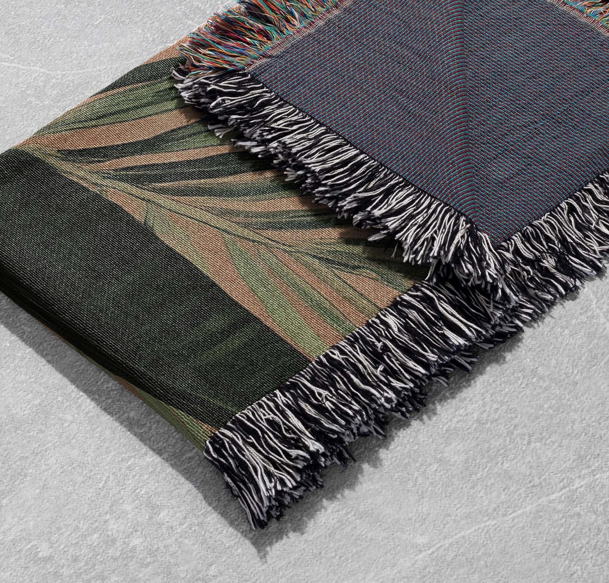 tropical palm leaf woven blanket nature inspired home decor throw cottagecore tapestry